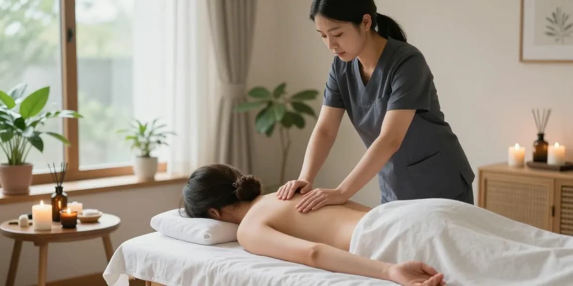 Relaxing 성동구출장마사지 experience in a serene home environment with a professional therapist.