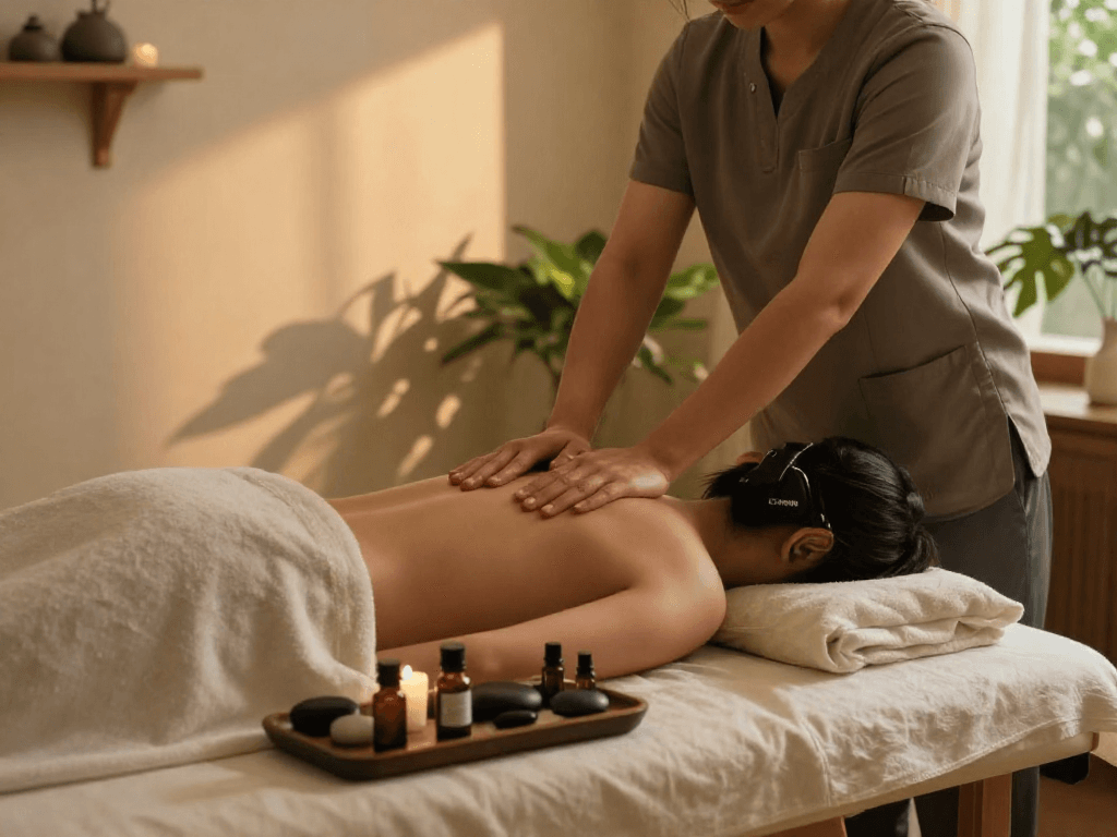 Experience tranquil 산본출장마사지 therapy in a soothing home environment.