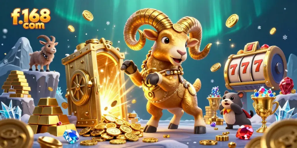 Bet on thrilling jackpots with f168 com's vibrant casino scene featuring gold treasures.