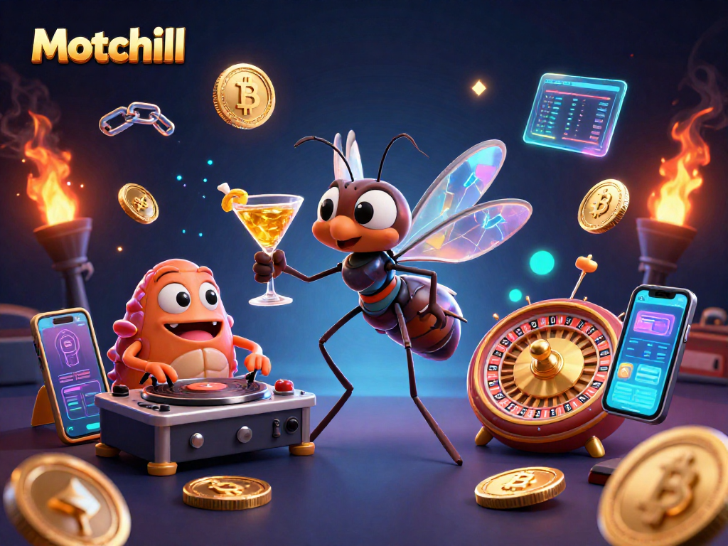 Motchill brings a vibrant casino experience with a frozen mosquito mascot and a trilobite DJ