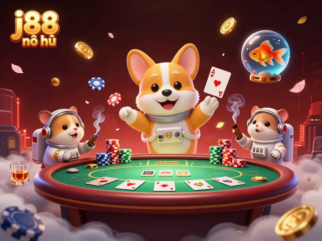 Experience the thrill of j88 nổ hũ as you join a floating casino adventure with poker elements.