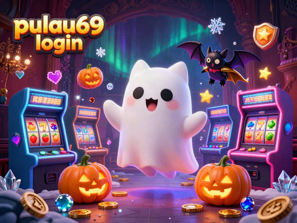 Engage in thrilling gameplay with pulau69 login featuring a friendly ghost cat and arcade action in a haunted casino.