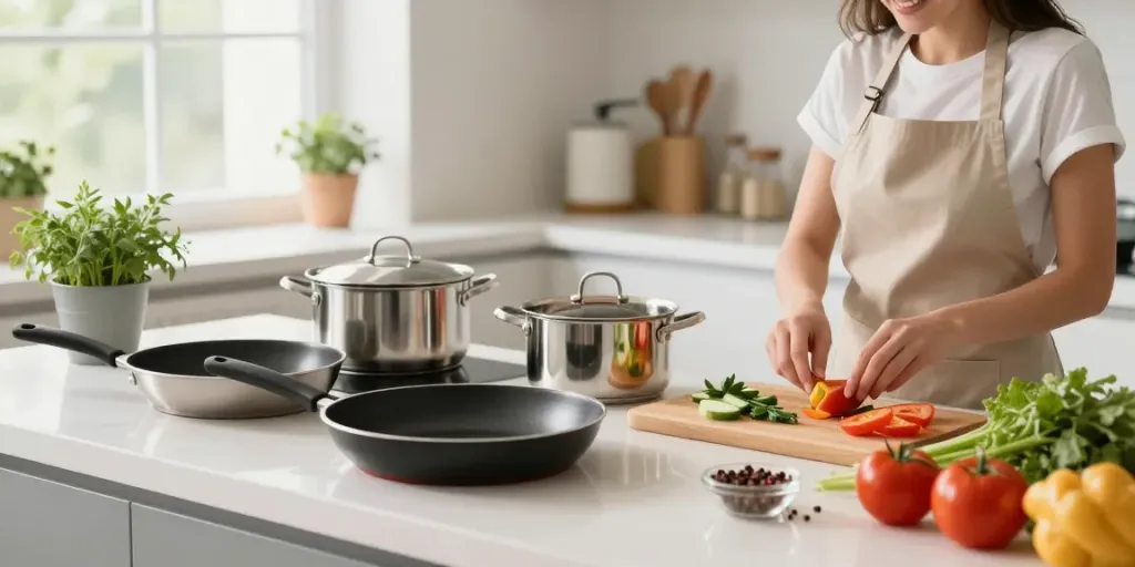CookWare Price in Bangladesh displayed in an inviting kitchen with various cookware options.