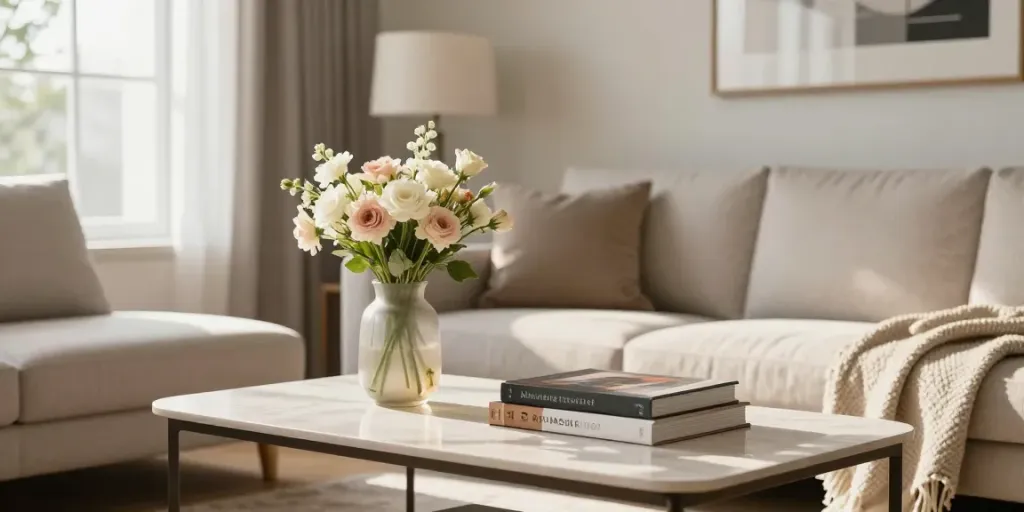 Home The Spruce - Elegant living room with a decorative sofa table and inviting atmosphere.