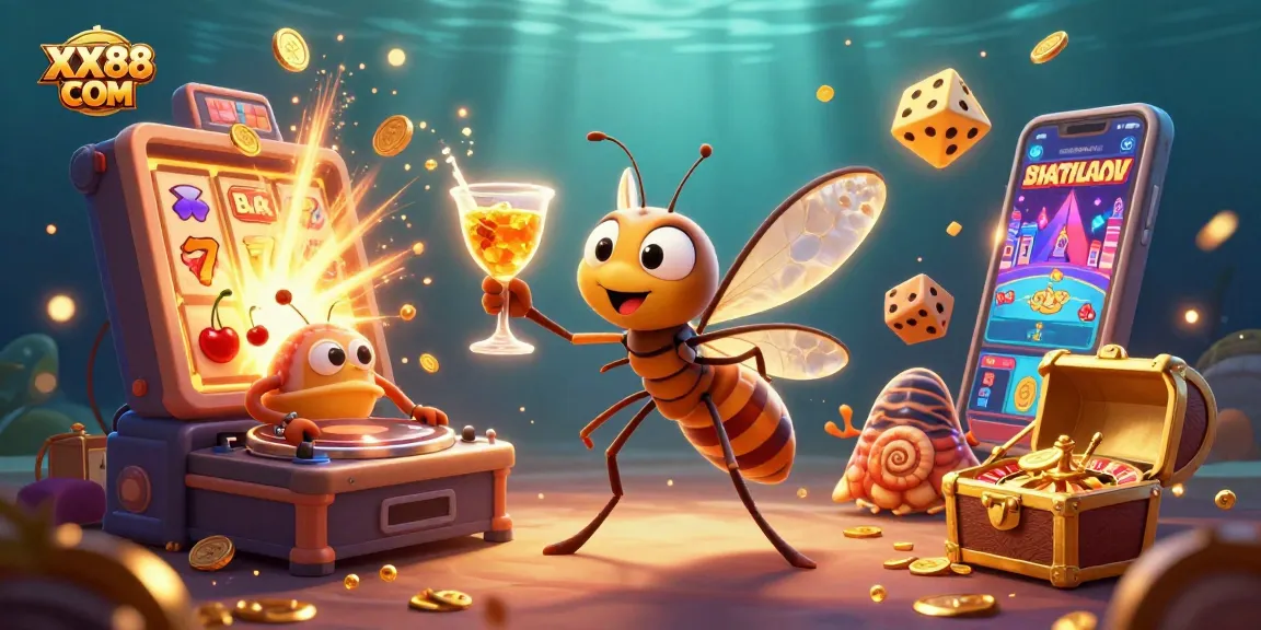 Join the excitement at XX88 COM with dynamic characters and casino-themed elements.