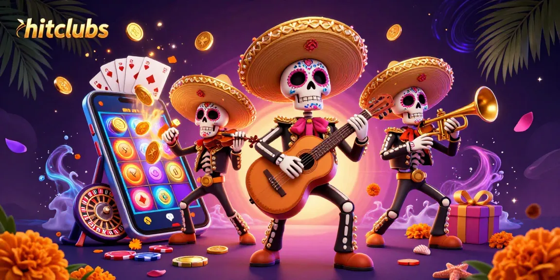 Engage in endless fun with hitclubs' vibrant casino-themed illustration featuring mariachi characters.