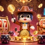 Experience the thrill of m88 with a stacked 3D scene featuring an archaeologist cat and golden casino artifacts.