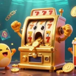 Cheerful GG88 slot machine wins jackpot, surrounded by neon coins and arcade characters.