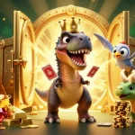 Experience the excitement of hitclub's dynamic gaming scene with fun 3D characters, treasures, and casino elements.