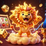 iwin showcases a lively slot machine scene with dynamic characters, vibrant elements, and gold accents