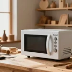 Shashel microwave technology used in a cozy workshop to eliminate wood-boring insects.