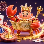 Experience excitement with 33WIN as the golden crab emperor commands his treasure in this dazzling casino scene.