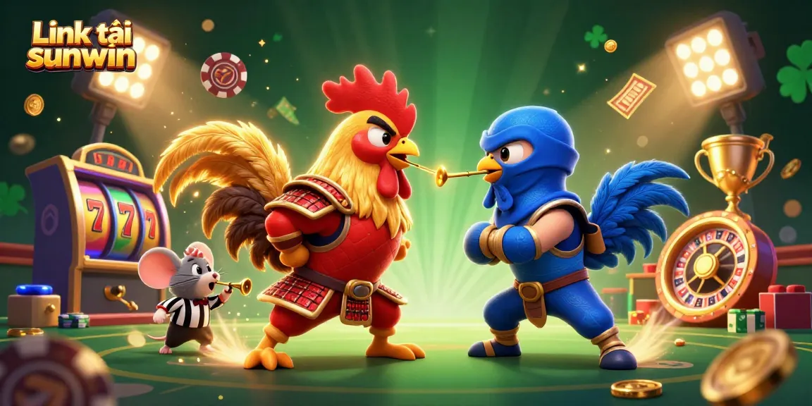 Win big with Link tải sunwin in this vibrant 3D casino-themed illustration featuring dynamic gambling elements.