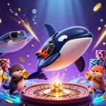 Experience thrilling gambling moments with 7mcn's dynamic casino-themed illustration featuring lively sea creatures.
