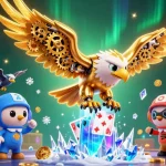 Engage with the exciting tải sunwin online gaming experience among a 3D animated scene filled with vibrant casino elements.