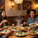 Experience the authentic flavors at Namaste Curry and Momo with friends enjoying delicious momos and curry dishes.