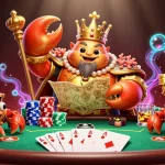 Join the excitement with link 88vv as a golden crab emperor rules the poker table with treasures!