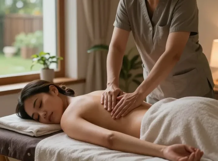 Engaging scene of a professional providing a 역삼동출장안마 Swedish massage in a tranquil home setting, showcasing relaxation and therapy.