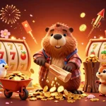 Experience the excitement of EE88 with vibrant slot games and treasure-filled scenes.
