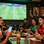Fans engaging with Gacor25 for World Cup bets in an energetic atmosphere.