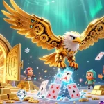 Experience the thrill at best paying online casinos with golden treasure and vibrant holographic cards.