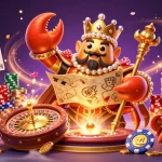 Experience vibrant gaming at cm 88 with a golden crab emperor amid casino treasures.